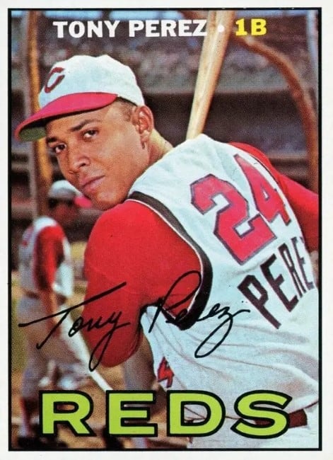 1967 Topps card of Tony Perez in batting stance (Cincinnati Reds)