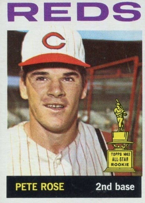 1964 Topps card with close-up of Pete Rose, Cincinnati Reds