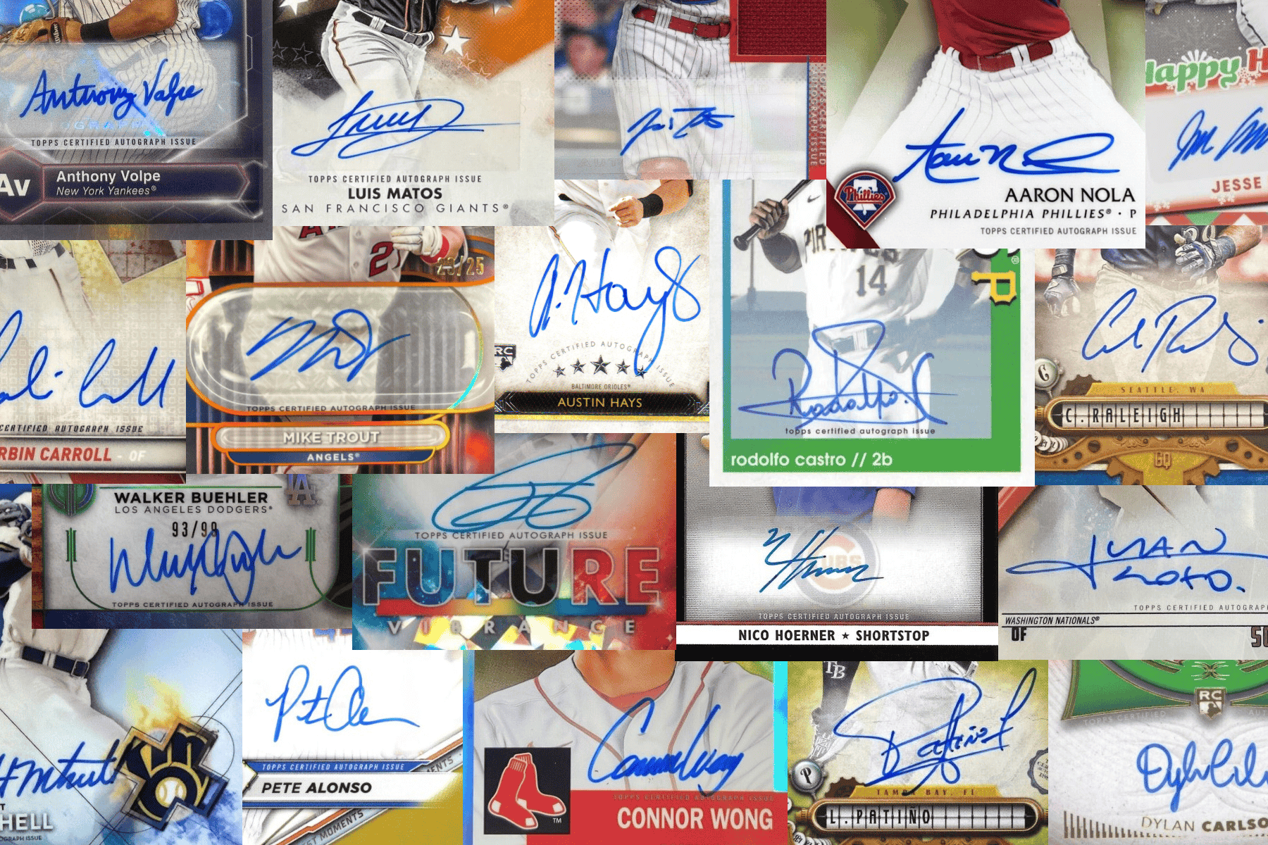 Collection of autographed baseball cards from current players