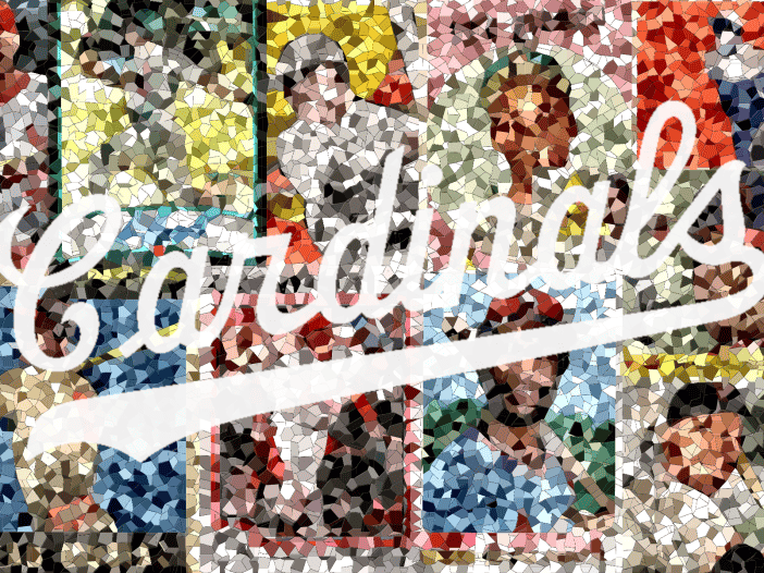 Collection of pixelated St. Louis Cardinals baseball cards