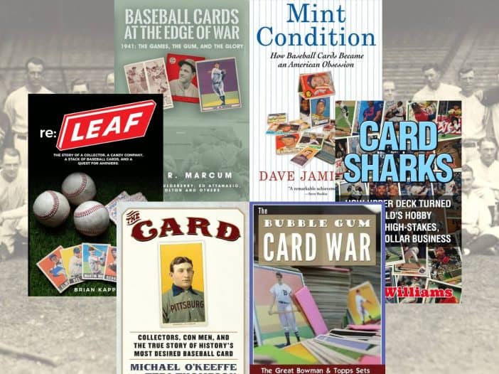 Collection of baseball card history books