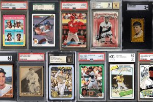 Collection of baseball cards with professional grades from PSA, SGC, BGS and other companies