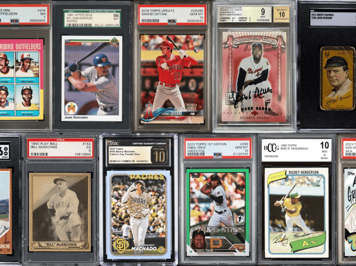 Collection of baseball cards with professional grades from PSA, SGC, BGS and other companies